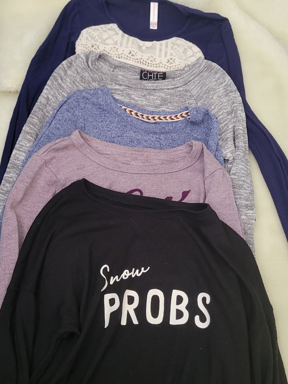 🎁BUNDLE Chic & Assorted Kids Long-Sleeve Tops - Black, Purple, Blue, Gray, Navy